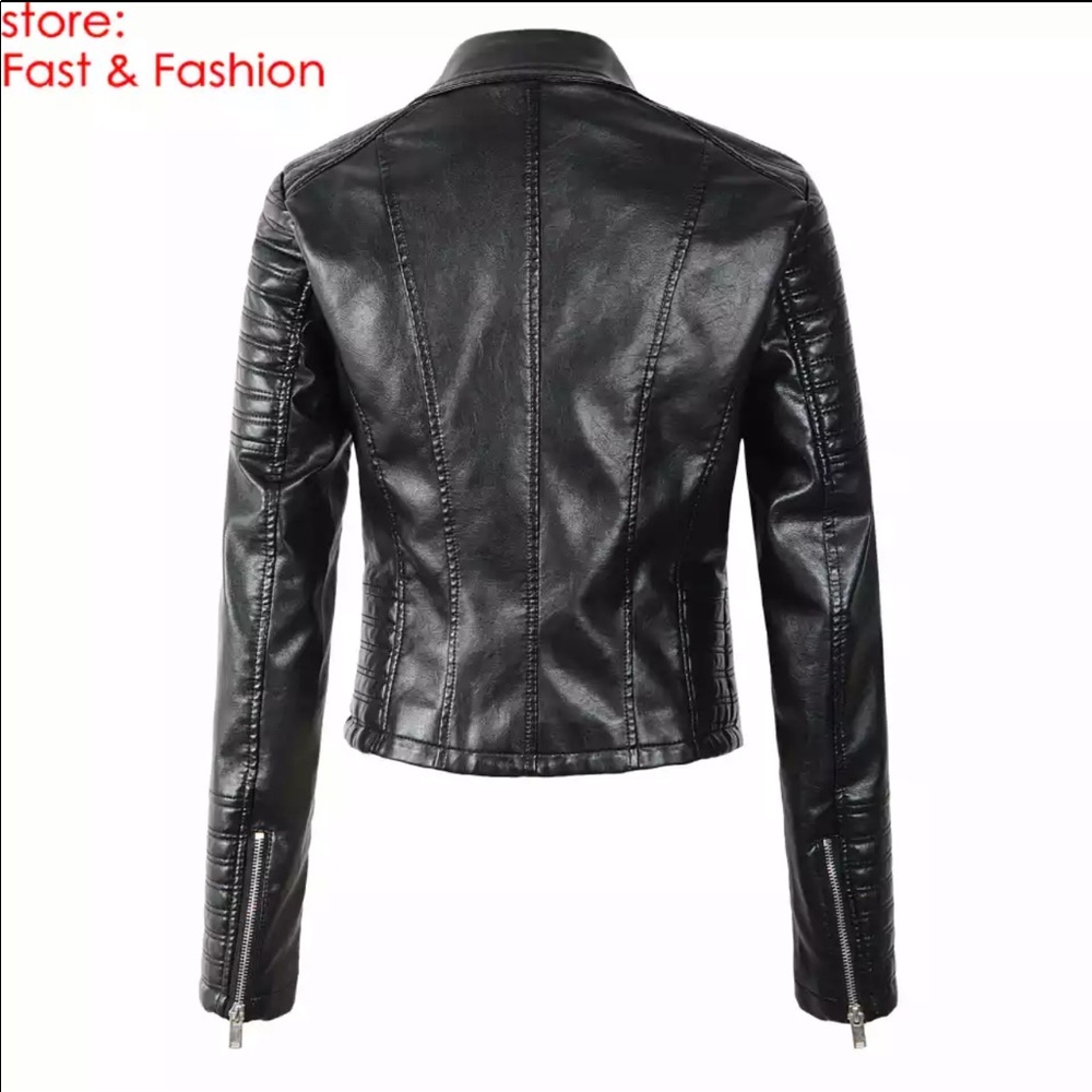 Motorcycle faux leather jacket - Picture 3 of 6
